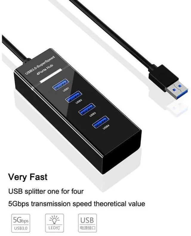 Alt view image 4 of 7 - eokCXOY 4 Ports USB 3.0 Hub, High Speed 1 to 4 USB Splitter Multi-Port Expansion Hub Adapter for Desktop PC, Laptop, Notebook