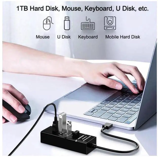 Alt view image 3 of 7 - eokCXOY 4 Ports USB 3.0 Hub, High Speed 1 to 4 USB Splitter Multi-Port Expansion Hub Adapter for Desktop PC, Laptop, Notebook