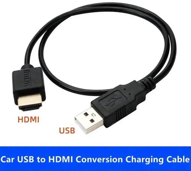 Alt view image 2 of 6 - 50CM Car USB to HDMI Fast Charging Cable, USB Male to HDMI Male Conversion Power Cord, Only for Vehicle Charging, Not Support Audio Video Signal Transmission