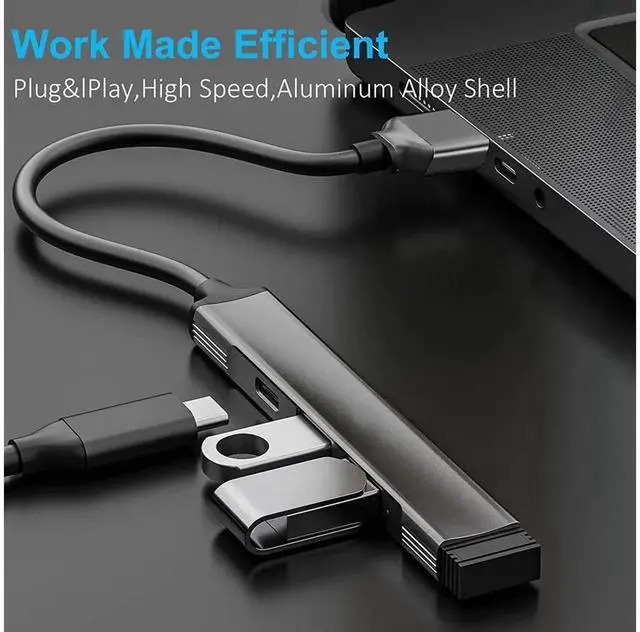 Alt view image 3 of 7 - 4-Port Ultra Slim USB Hub, USB 3.0 & USB 2.0 Mini Portable USB Splitter Expander Adapter for Laptop, MacBook Air, iMac Pro, Mac Mini/Pro, Surface Pro