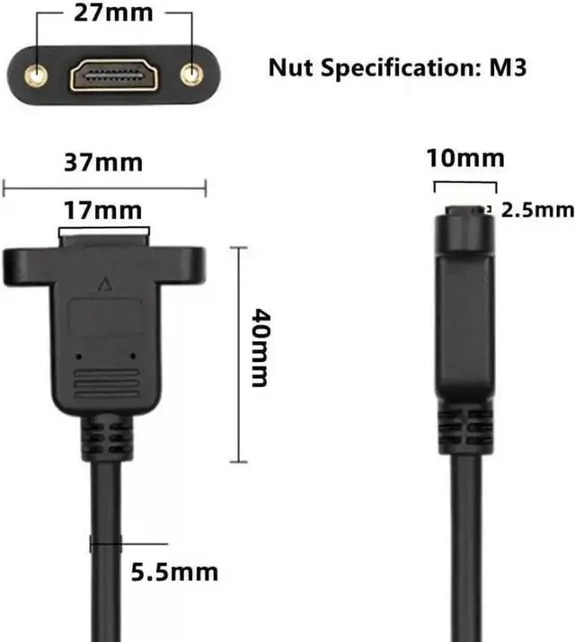 Alt view image 7 of 7 - HDMI Female to Female Extension Cable Adapter with Screws, High Speed HDMI Coupler Extension Cord, 30CM