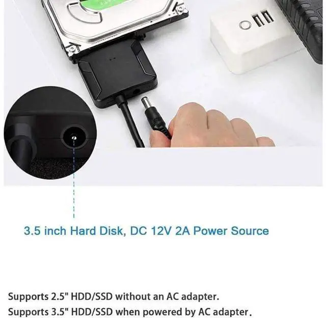 Alt view image 5 of 7 - eokCXOY USB 3.0 to SATA Adapter Cable, Super Speed SATA III Hard Drive Converter with Power Supply, UASP Supported for 2.5 Inch & 3.5 Inch HDD SSD