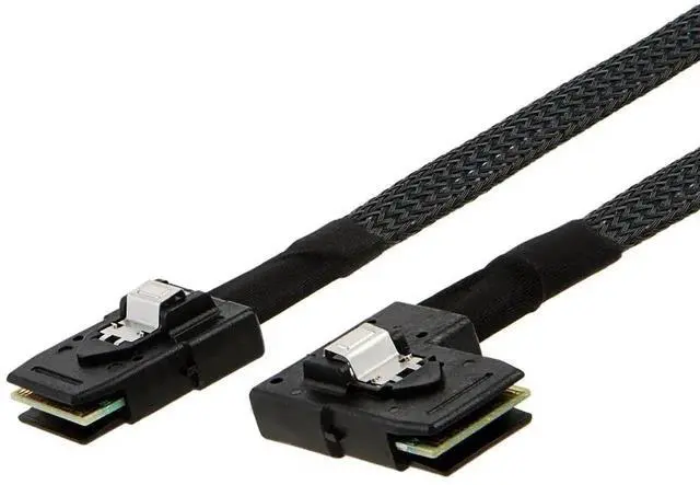 Main image of 3FT Mini SAS Cable SFF-8087 to SFF-8087, Straight to Right Angle High Speed Data Cable for SAS RAID Controllers, Server Backplanes