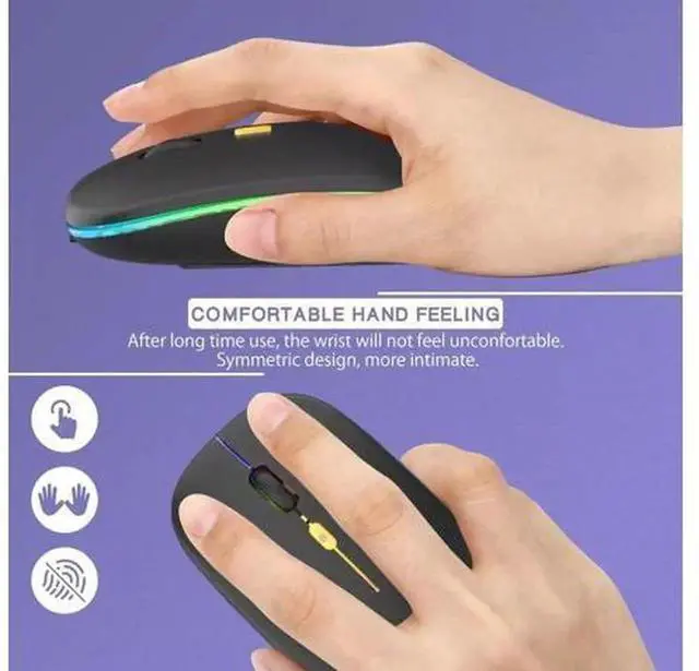 Alt view image 5 of 7 - 2.4GHz Wireless Rechargeable RGB Optical Mouse, Cordless USB Computer Mice for PC and Laptop
