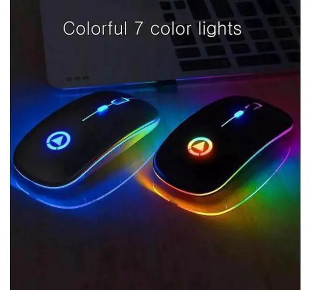 Alt view image 4 of 7 - 2.4GHz Wireless Rechargeable RGB Optical Mouse, Cordless USB Computer Mice for PC and Laptop