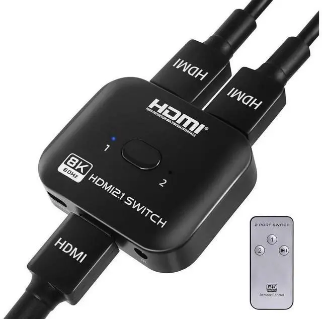 Alt view image 5 of 7 - eokCXOY Bi-Directional 2 Ports 8K HDMI Switch Hub, 8K@60Hz /4K@120Hz HDMI Switcher, 2 in 1 Out or 1 in 2 Out HDMI Splitter with Power Cable & IR Remote Control