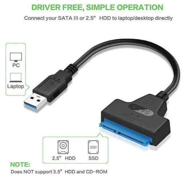 Alt view image 5 of 7 - eokCXOY 2 Pack Black 2.5" SATA to USB 3.0 Adapter, UASP Supported Hard Drive Converter for 2.5 Inch SATA HDD & SSD