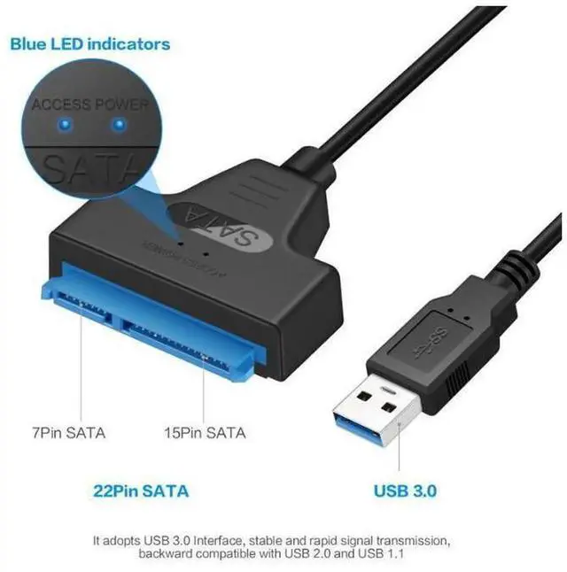 Alt view image 7 of 7 - eokCXOY 2 Pack Black 2.5" SATA to USB 3.0 Adapter, UASP Supported Hard Drive Converter for 2.5 Inch SATA HDD & SSD