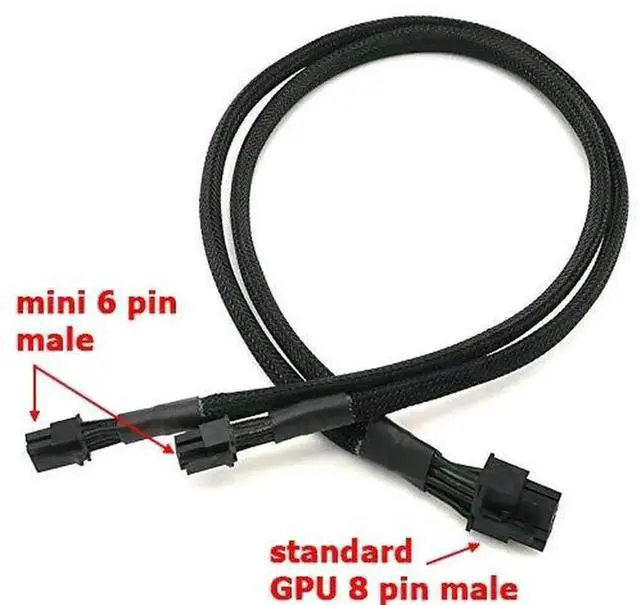 Alt view image 4 of 4 - 15-inch Braided Sleeved Dual Mini 6 Pin to 8 Pin PCIe Video Card Power Adapter Cable for Mac Pro Tower & Power Mac G5