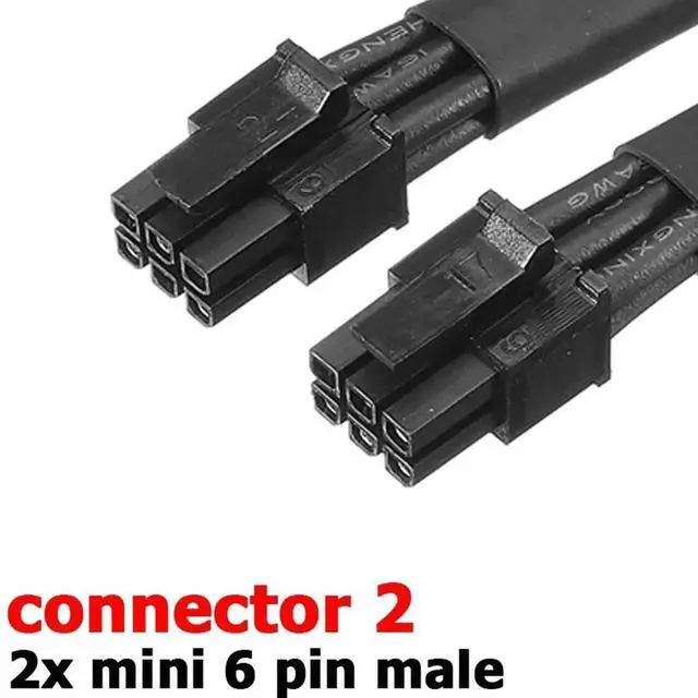 Alt view image 3 of 4 - 15-inch Braided Sleeved Dual Mini 6 Pin to 8 Pin PCIe Video Card Power Adapter Cable for Mac Pro Tower & Power Mac G5