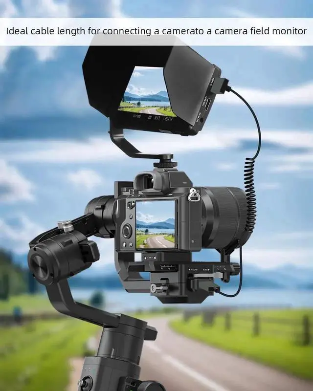 Alt view image 4 of 7 - 8K@60Hz Up Angle Coiled Micro HDMI to HDMI Cable 2.2FT, HDMI 2.1 48Gbps 270 Degree Short Micro HDMI Cord, Black Angled Cable Compatible with Camera, Camcorder, HDTV, Tablet