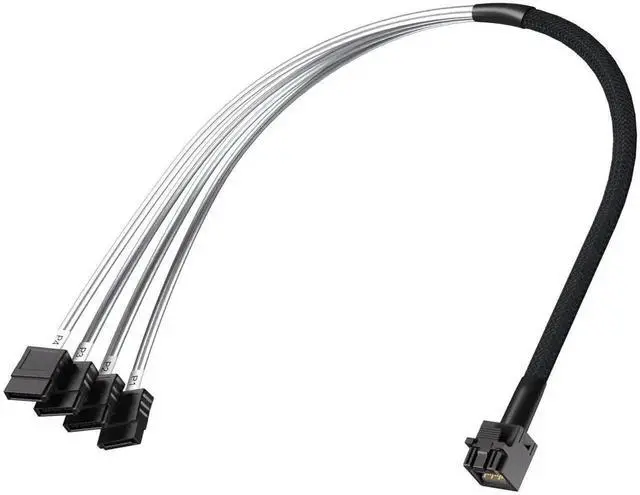 Alt view image 2 of 7 - MiniSAS HD SFF-8643 to 4 x SATA Breakout Cable 0.5M (1.6FT), Compatible with Server JBOD, Storage Tray and SAS RAID Controller