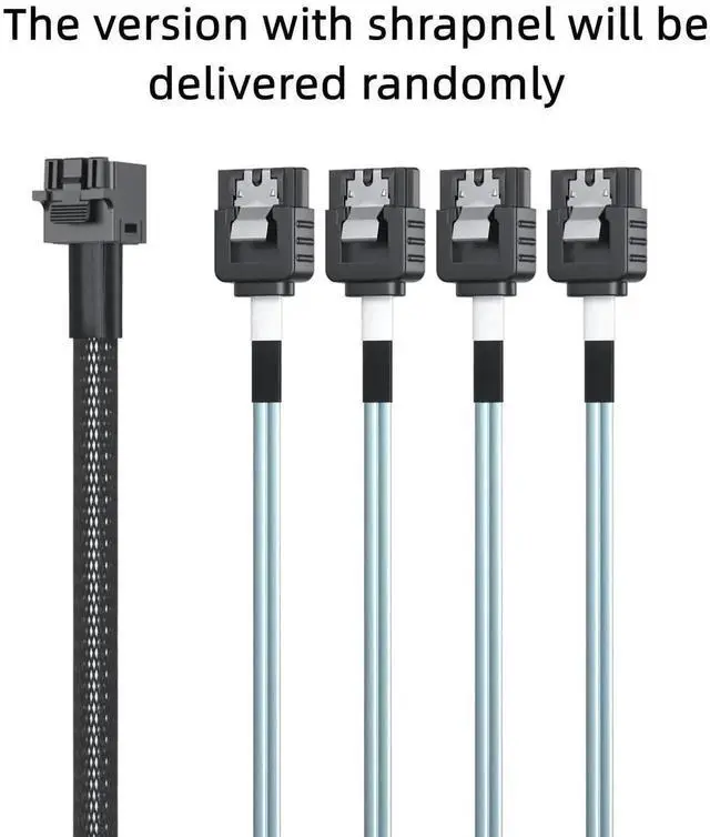 Alt view image 6 of 7 - MiniSAS HD SFF-8643 to 4 x SATA Breakout Cable 0.5M (1.6FT), Compatible with Server JBOD, Storage Tray and SAS RAID Controller