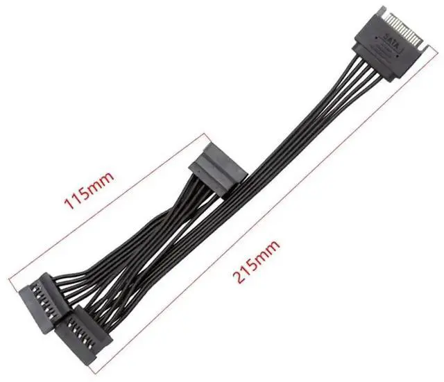 Alt view image 4 of 6 - 1 to 3 SATA Power Extension Cable 42cm(16.5inch), 15 Pin SATA Male to Female Splitter Extender Adapter for HDD Hard Drive, SSD