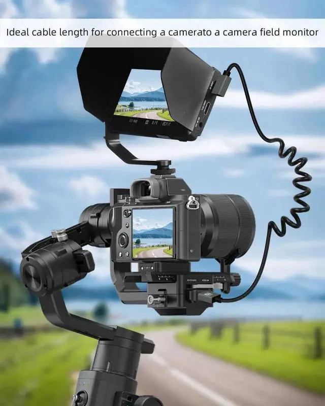 Alt view image 5 of 7 - 8K@60Hz Left Angle Coiled Mini HDMI to HDMI Cable 2.2FT, HDMI 2.1 48Gbps 90 Degree Spring Spiral Mini HDMI Cord Compatible with Camera, Camcorder, HDTV, Tablet