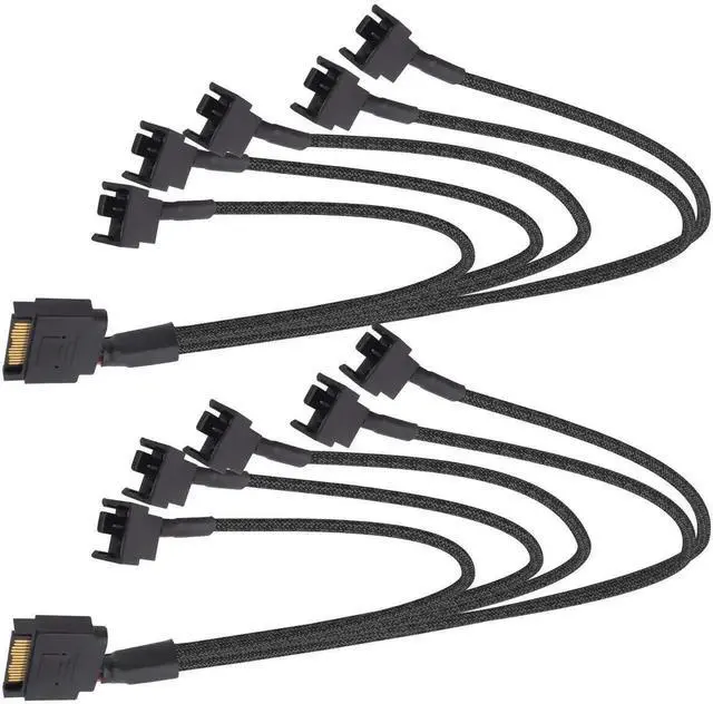 Alt view image 3 of 7 - 15 Pin SATA to 5 x 3 Pin/4 Pin Fan Splitter Power Cable 27cm, SATA to PC Case Cooling Fan Adapter, 12V Fan Power Splitter, 2 Pack