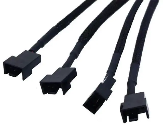 Alt view image 6 of 6 - 1 to 4 SATA Fan Splitter Cable 27cm(10.6 Inch), 15 Pin SATA to 3 Pin / 4 Pin 12V PC Case Cooling Fan Power Adapter Extension Cord