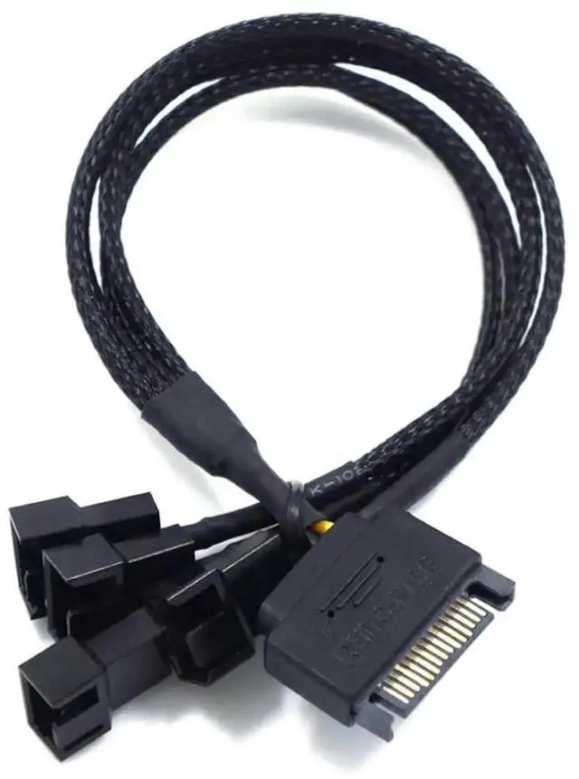 Alt view image 2 of 6 - 1 to 4 SATA Fan Splitter Cable 27cm(10.6 Inch), 15 Pin SATA to 3 Pin / 4 Pin 12V PC Case Cooling Fan Power Adapter Extension Cord