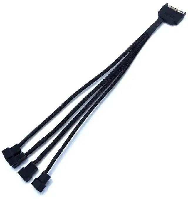 Alt view image 3 of 6 - 1 to 4 SATA Fan Splitter Cable 27cm(10.6 Inch), 15 Pin SATA to 3 Pin / 4 Pin 12V PC Case Cooling Fan Power Adapter Extension Cord