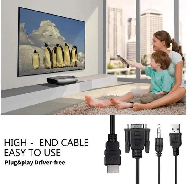 Alt view image 7 of 7 - 4FT VGA to HDMI Male to Male Cable with Audio, Analog VGA to Digital HDMI Converter Cord, Connect VGA Output PC Laptop to HDMI Monitor, Display, HDTV