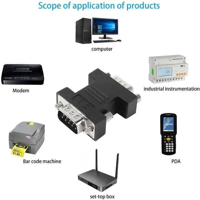 Alt view image 2 of 6 - RS232 DB9 Male to DB9 Male Serial Coupler, 9 Pin DB9 Male to Male Extender Adapter for RS232 Serial Communication Devices, Black