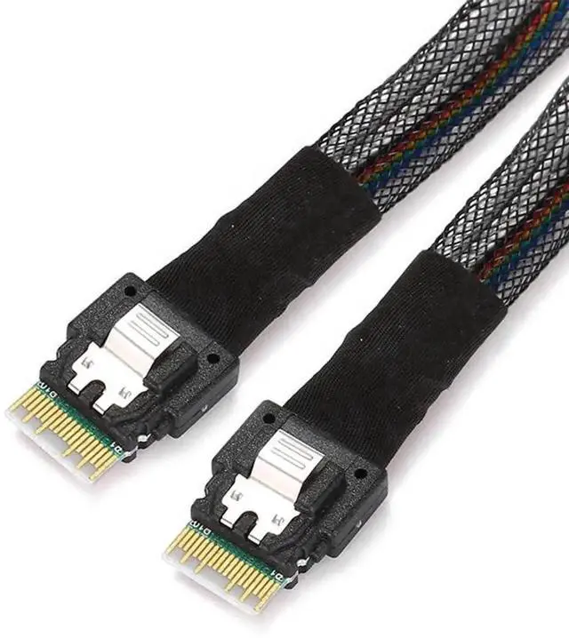 Main image of PCI-E Slimline SAS 4.0 SFF-8654 4i 38pin Host to SFF-8654 Slim SAS Target Cable, 40cm High-Speed Storage Interconnect Cable