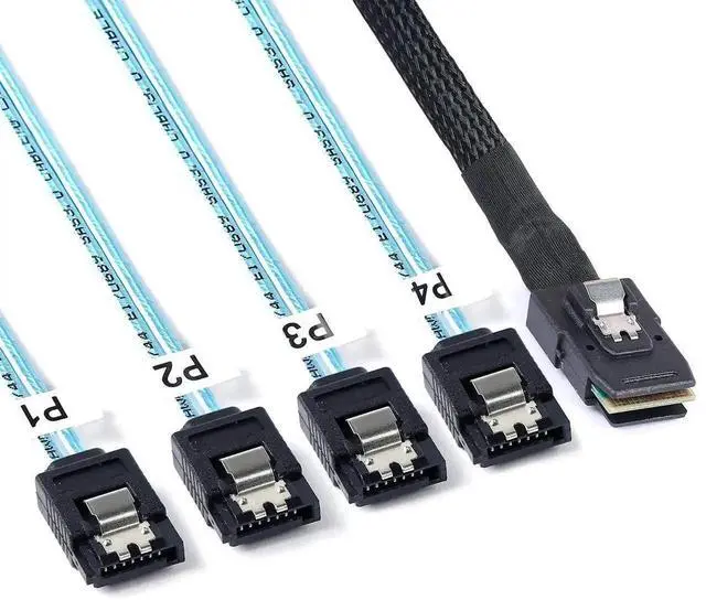 Main image of Mini SAS to SATA Breakout Cable 3.3FT (1M), SFF-8087 to SATA Forward Breakout Cord, Mini-SAS Controller to Hard Drive Cable