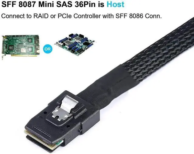 Alt view image 3 of 6 - Mini SAS to SATA Breakout Cable 3.3FT (1M), SFF-8087 to SATA Forward Breakout Cord, Mini-SAS Controller to Hard Drive Cable