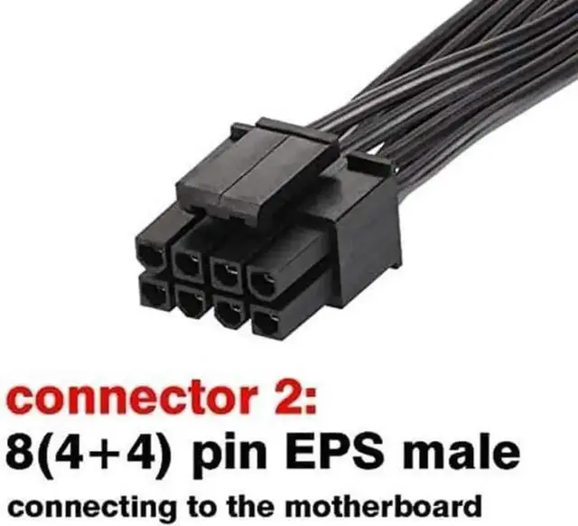 Alt view image 2 of 4 - CPU 8 Pin Male to CPU 8 Pin (4+4 Detachable) Male EPS 12V Motherboard Power Cable, 25 Inch Modular PSU Adapter Cord for Corsair, NOT PCIe GPU VGA Cable