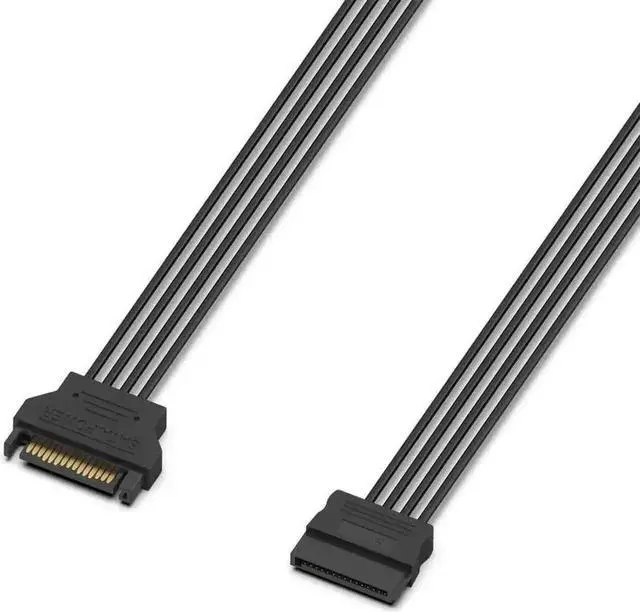 Alt view image 4 of 6 - 3 Pack 15 Pin SATA Power Extension Cable, SATA Male to Female Power Extender Cord for PC Hard Drive, SSD