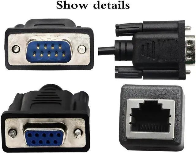 Alt view image 2 of 7 - 2 Pack RJ45 to RS232 Serial Console Cable, DB9 9-Pin Male & Female to RJ45 Female Cat5 Cat6 Ethernet Adapter Cord, 15CM (6 Inch)