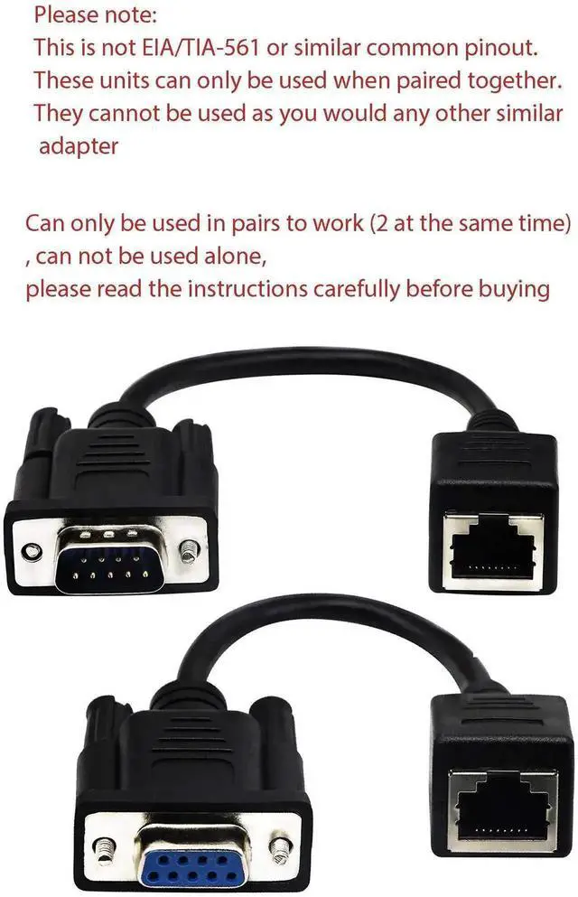 Alt view image 3 of 7 - 2 Pack RJ45 to RS232 Serial Console Cable, DB9 9-Pin Male & Female to RJ45 Female Cat5 Cat6 Ethernet Adapter Cord, 15CM (6 Inch)