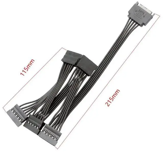 Alt view image 4 of 6 - 15 Pin SATA Male to Female Power Extension Cable, 26 Inch (66CM) SATA Power Extender Adapter for HDD SSD Hard Drive, 1 to 5
