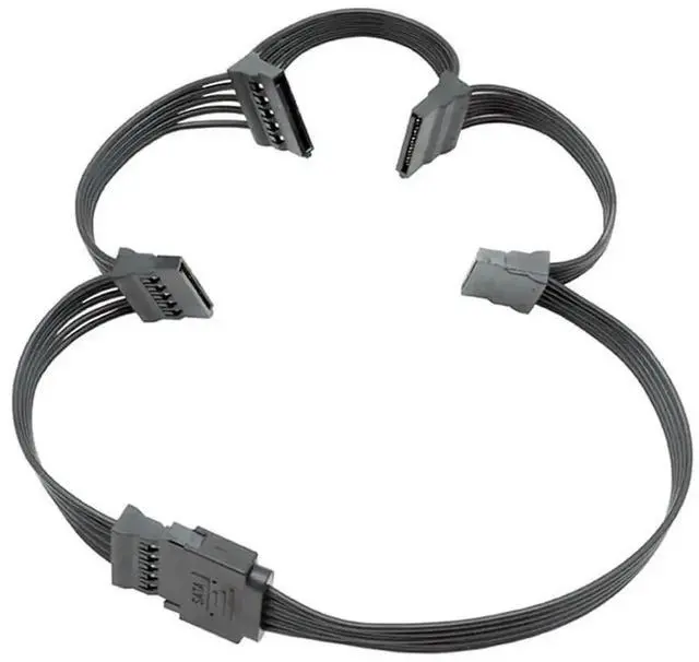 Alt view image 3 of 6 - 15 Pin SATA Male to Female Power Extension Cable, 26 Inch (66CM) SATA Power Extender Adapter for HDD SSD Hard Drive, 1 to 5