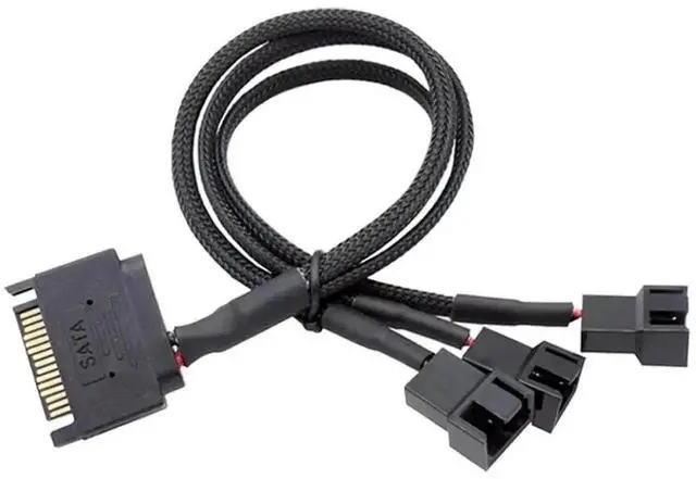 Main image of 15 Pin SATA to 3/4 Pin PC Case Fan Power Splitter Cable, 1 to 3 Fan Adapter Extension Cord 10.6 Inch (27cm), 12V SATA Fan Power Converter
