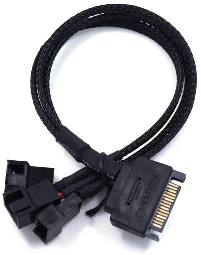 Alt view image 6 of 6 - 15 Pin SATA to 3/4 Pin PC Case Fan Power Splitter Cable, 1 to 3 Fan Adapter Extension Cord 10.6 Inch (27cm), 12V SATA Fan Power Converter