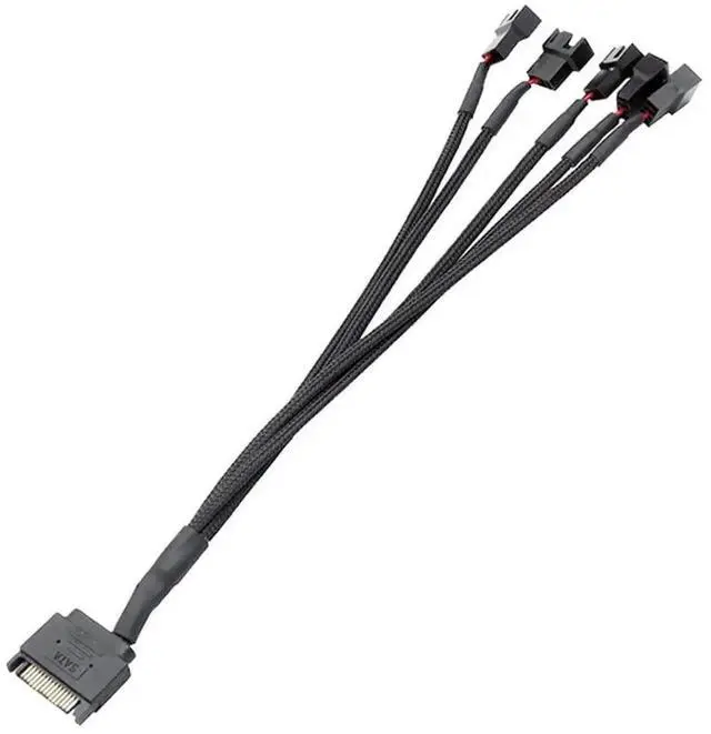 Alt view image 4 of 6 - 15 Pin SATA to 3/4 Pin PC Case Fan Splitter Cable, 1 to 5 12V Fan Power Adapter Extension Cord 10.6 Inch (27cm)