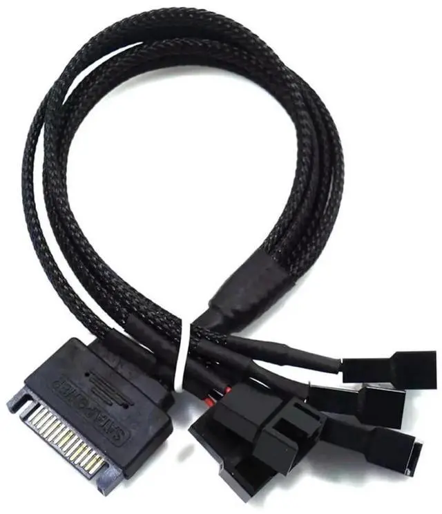Alt view image 5 of 6 - 15 Pin SATA to 3/4 Pin PC Case Fan Splitter Cable, 1 to 5 12V Fan Power Adapter Extension Cord 10.6 Inch (27cm)