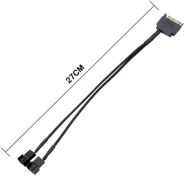 Alt view image 3 of 6 - 15 Pin SATA to 3/4 Pin PC Case Fan Splitter Cable, 1 to 2 12V Fan Power Adapter Extension Cord 10.6 Inch (27cm)