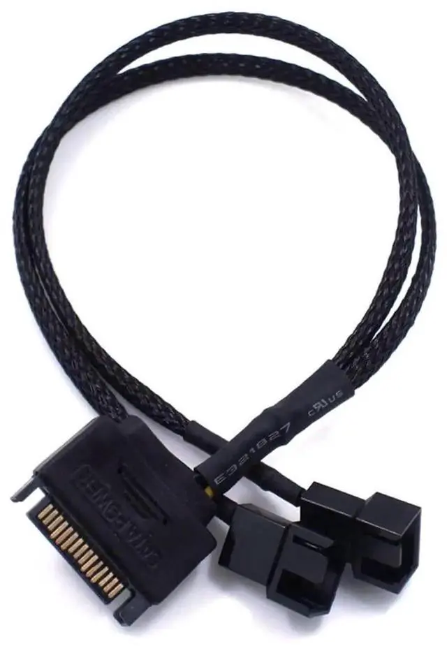 Alt view image 4 of 6 - 15 Pin SATA to 3/4 Pin PC Case Fan Splitter Cable, 1 to 2 12V Fan Power Adapter Extension Cord 10.6 Inch (27cm)