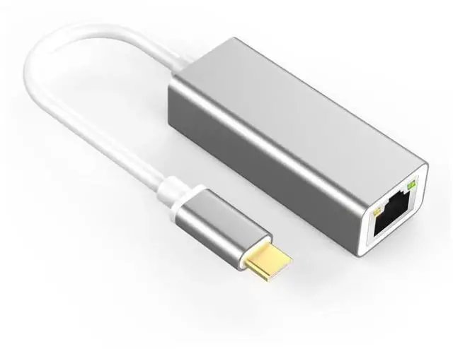 Main image of Type-C to RJ45 Ethernet Adapter, Gigabit & 100Mbps Drive-Free USB-C Network Card, Silver Portable Type-C to RJ45 LAN Converter eokCXOY