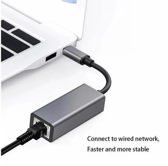 Alt view image 5 of 7 - Type-C to RJ45 Ethernet Adapter, Gigabit & 100Mbps Drive-Free USB-C Network Card, Silver Portable Type-C to RJ45 LAN Converter eokCXOY