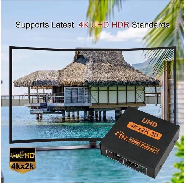 Alt view image 7 of 7 - eokCXOY 1x2 HDMI Splitter with Power Supply, 4K Ultra HD 1 In 2 Out HDMI Signal Splitter, Duplicate Single HDMI Source to Two Displays Simultaneously for HDTV, DVD Player, STB, PC, Laptop