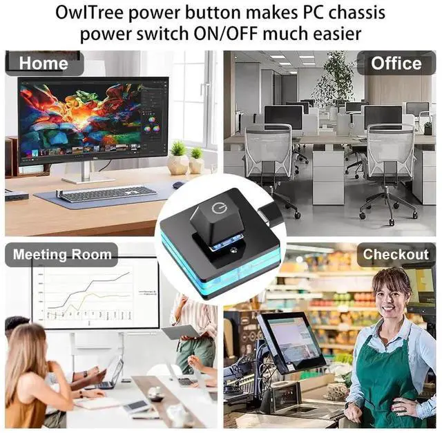 Alt view image 6 of 6 - Desktop External PC Power Button, Computer Motherboard External Power Supply Switch Extension Cable