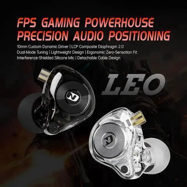 Alt view image 5 of 7 - ND Leo IEM In Ear Monitor Headphones, 10mm Custom Dynamic Driver Earbuds with Dual-Mode Tuning, HiFi Music & Gaming Earphones for Gamers, Musicians, Singers and DJs