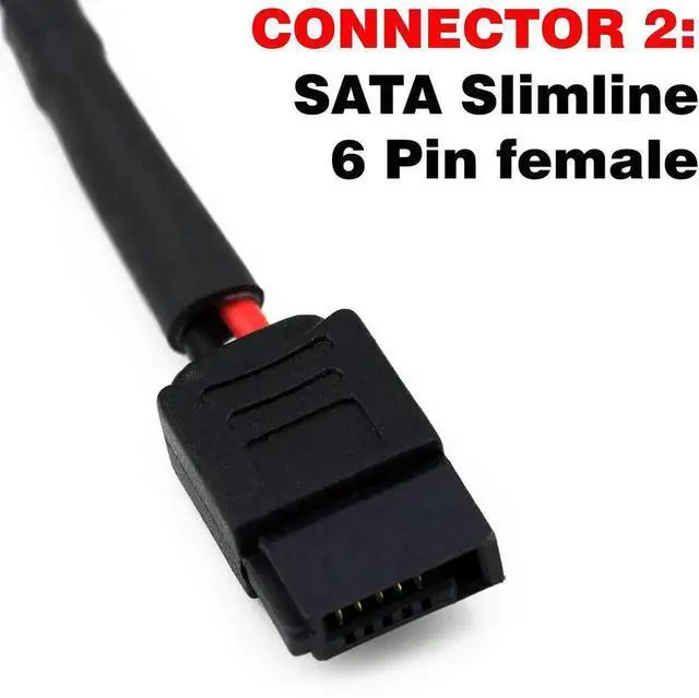 Alt view image 4 of 4 - (2 Pack) 15-Pin SATA Male to 6-Pin Slimline SATA Sleeved Power Adapter Cable, 20 Inches Slimline SATA Power Conversion Cord