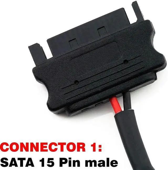 Alt view image 2 of 4 - (2 Pack) 15-Pin SATA Male to 6-Pin Slimline SATA Sleeved Power Adapter Cable, 20 Inches Slimline SATA Power Conversion Cord