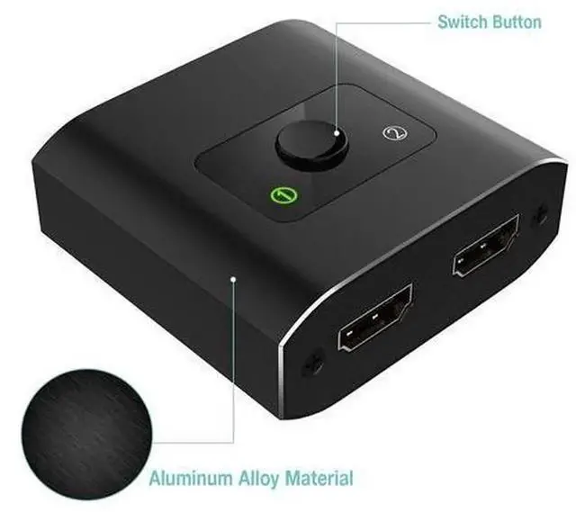 Alt view image 7 of 7 - YXwin Aluminum Bi-Directional HDMI Switch, 2 In 1 Out /1 In 2 Out HDMI Switcher, No External Power Needed, Supports 4K, 3D, 1080P for Xbox, PS4, Roku, HDTV
