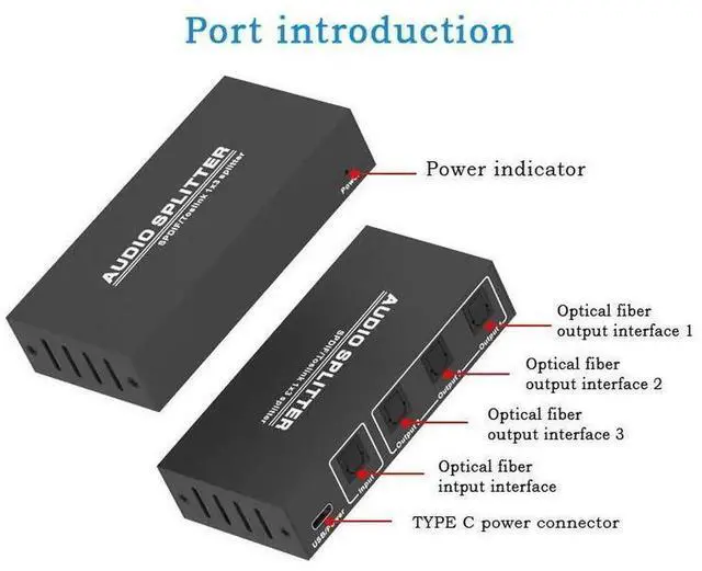 Alt view image 7 of 7 - 3-Way SPDIF Toslink Optical Digital Audio Splitter, 1 Input 3 Outputs Optical Audio Distributor Supports LPCM 2.0, DTS, AC3 Digital Audio Signals