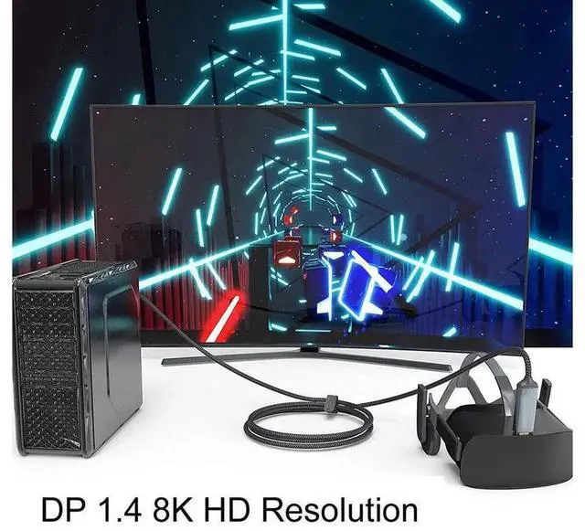 Alt view image 4 of 7 - DisplayPort 1.4 Cable, 3.3FT/1M Grey DP to DP Cord, Supports 8K@60Hz, 4K@240Hz, 2K@144Hz HBR3 High Speed DisplayPort Cable for PC Laptop Gaming Monitor HDTV